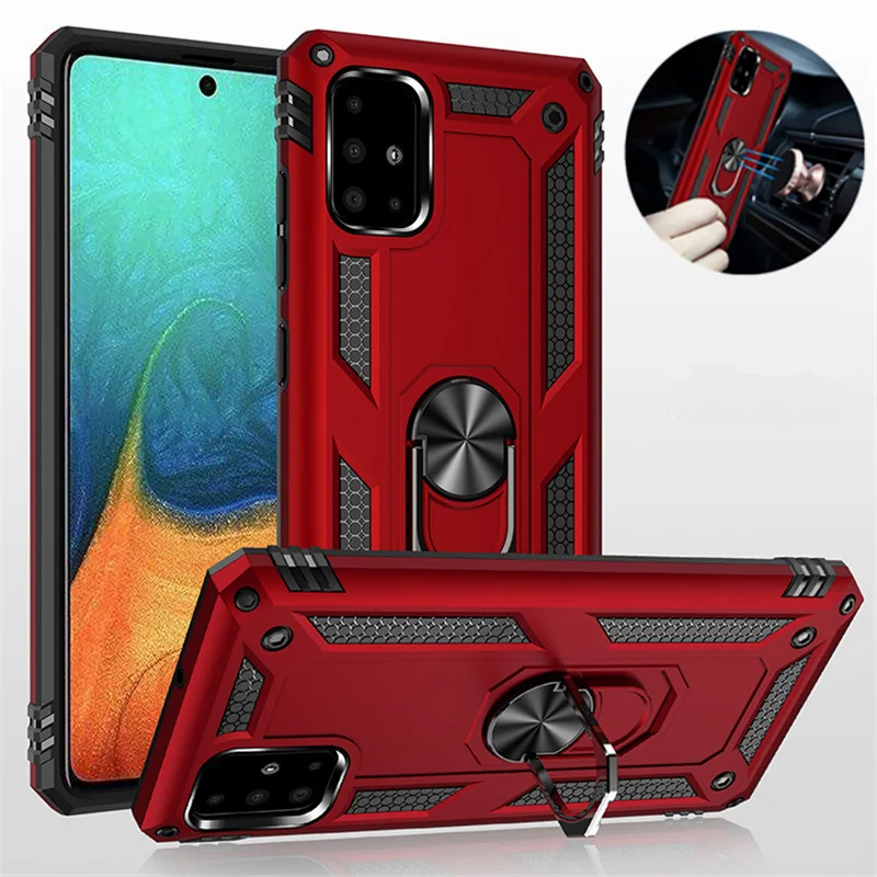 

2021 Cases For Samsung Galaxy A51 A71 Armor Shockproof Ring Holder Case for Galaxy A51 A71 Hard PC Soft TPU Hybrid Back Cover