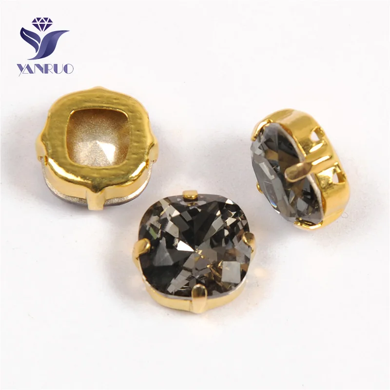 Black Diamond Yanruo 4470 Подушка сшита камни Комплект «сделай сам» с острым носком задняя хрустальные стразы, горный хрусталь для платья, украшение - Цвет: Black Diamond