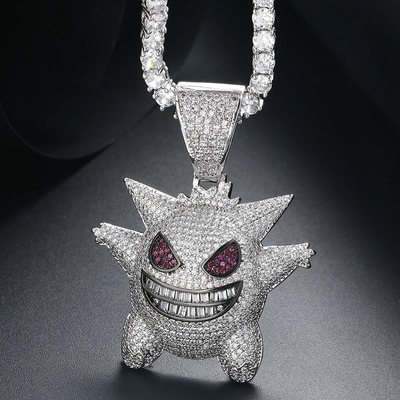 

Hip hop Geng ghost Zircon Pendant cartoon pet elf hiphop trendsetter Necklace