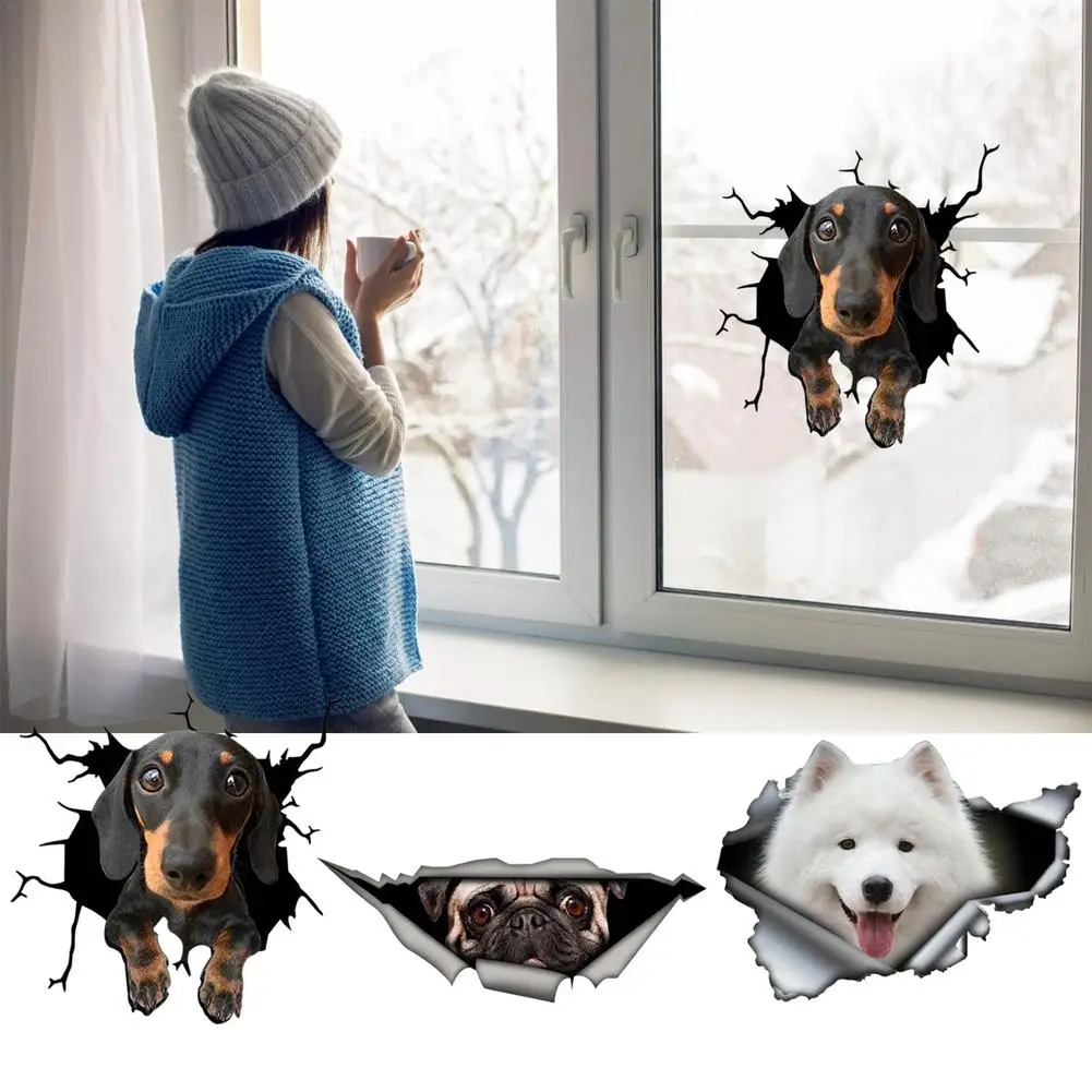 3D ваш любимец стикер на машину с собакой Мопсом самоед такса собака рваные