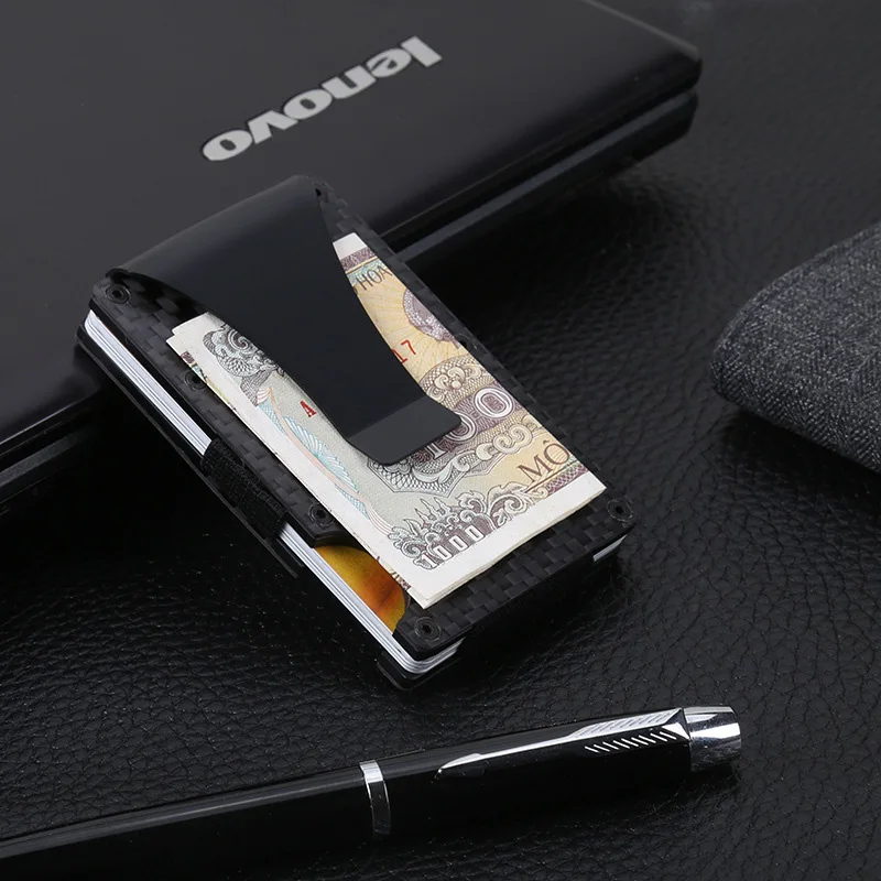 Мужской тонкий бумажник из углеродного волокна с Rfid-защитой и защитой от кражи |