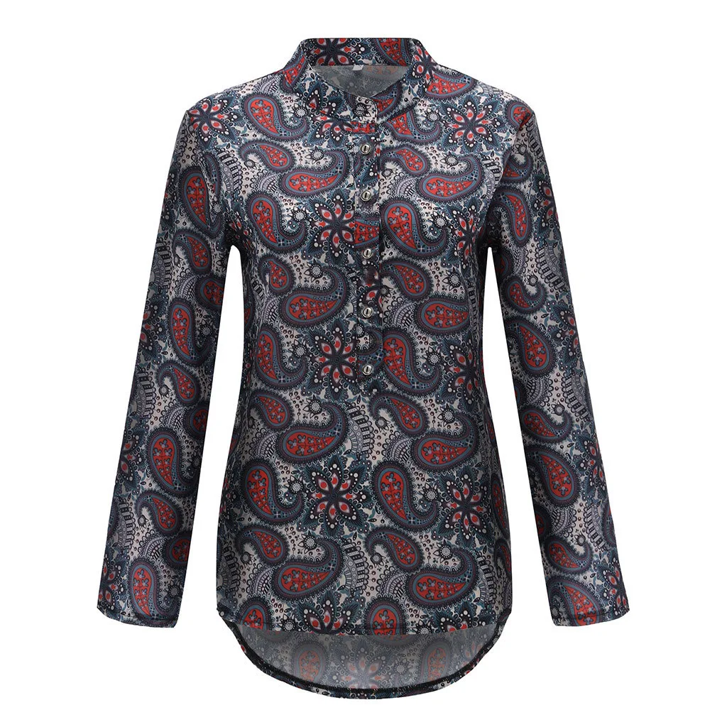 Женские блузки с принтом рубашки в этническом стиле блузка длинным рукавом
