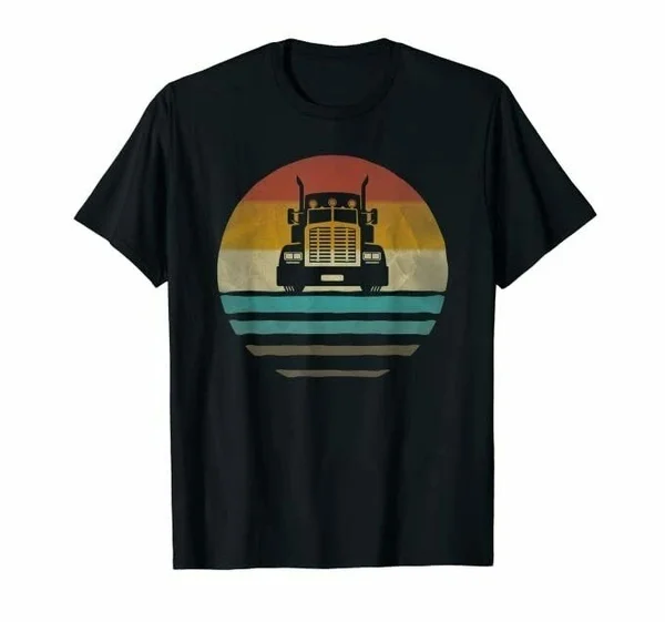 

Retro Vintage Sunset Trucker Driver Cute T-Shirts Size US 100% cotton 2020