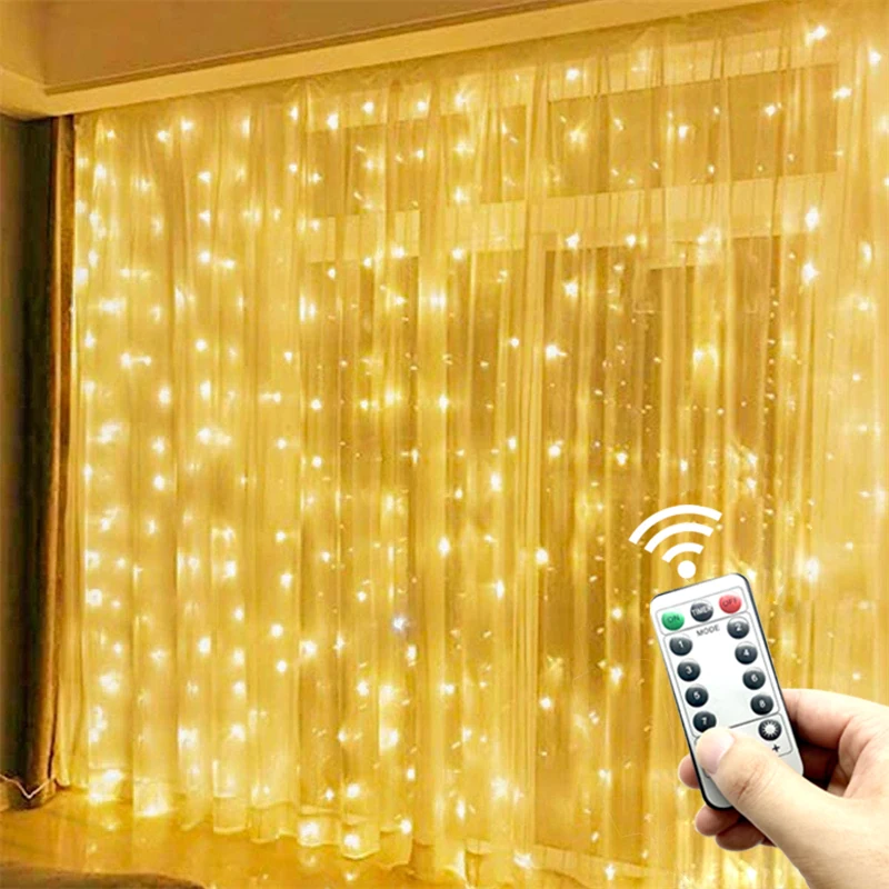 

LED String Lights Christmas Decoration Remote Control USB Wedding Garland Curtain 3M Lamp Holiday For Bedroom Bulb Outdoor Fairy