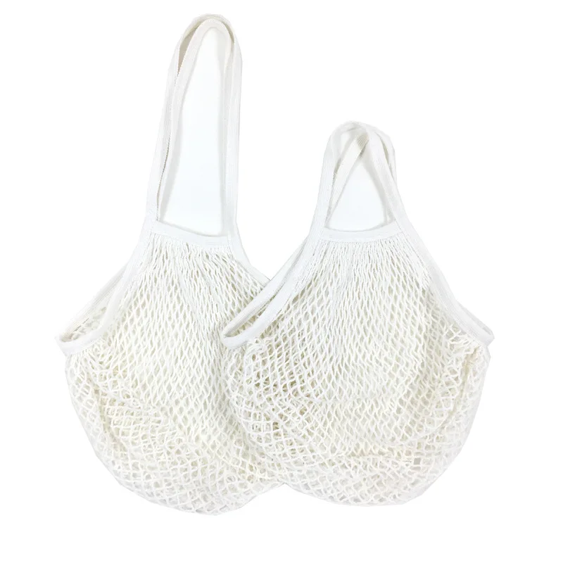 

Portable Reusable Grocery Bags Fruit Vegetable Bag Washable Cotton Mesh String Organic Organizer Handbag Short Handle Net Tote