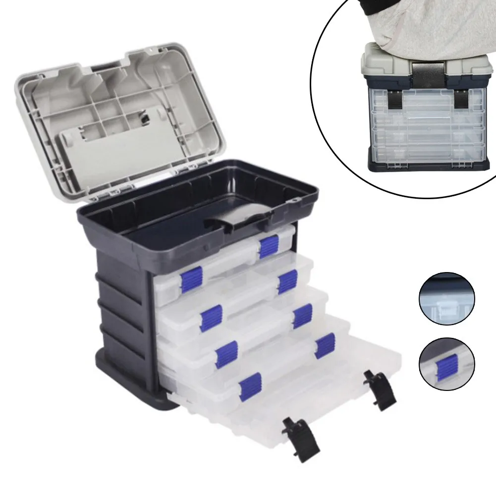

27*17*26cm Portable 4 Layers Fishing Tackle Box WIth Handle Fishing Storage Rack System Box Iscas Tools Fishing Accessories