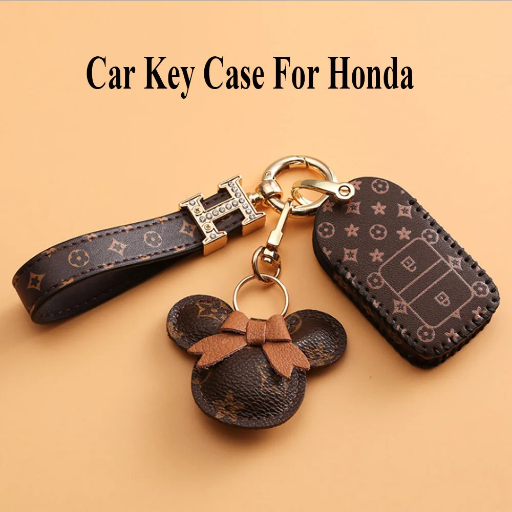 

Классический кожаный чехол для автомобильного ключа, чехол для Honda Civic City Accord CRV CR-V Odyssey Vezel Jade Crider Keychain для Honda