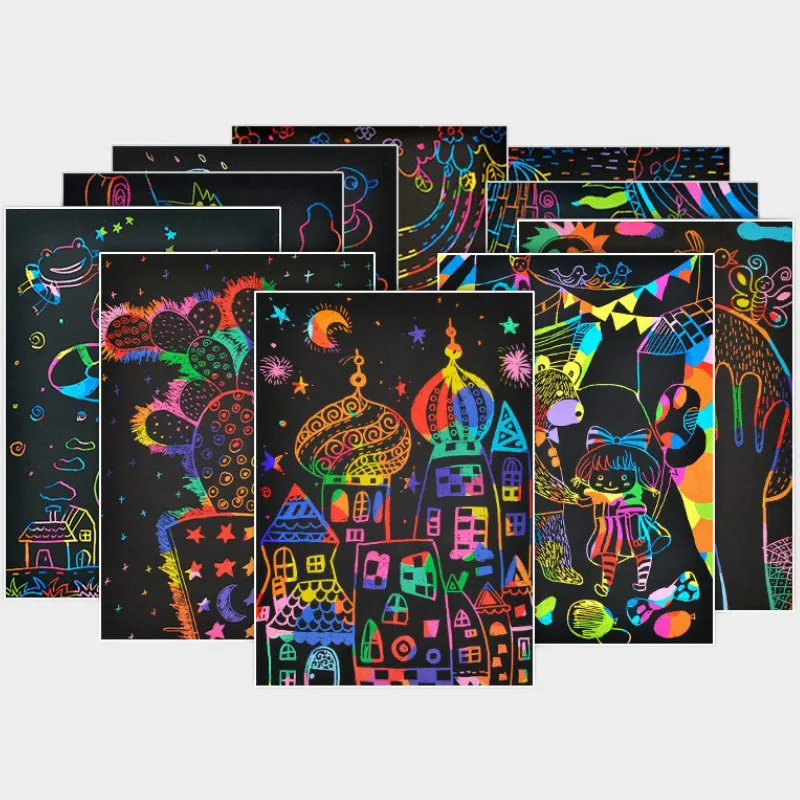 26x19cm скребковая живопись игрушка Цвет: черный Большие Magic Цвет царапины радуги