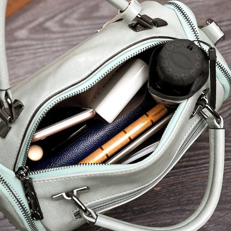 2019 женские винтажные сумки Boston Rivet натуральная кожа роскошные мессенджеры