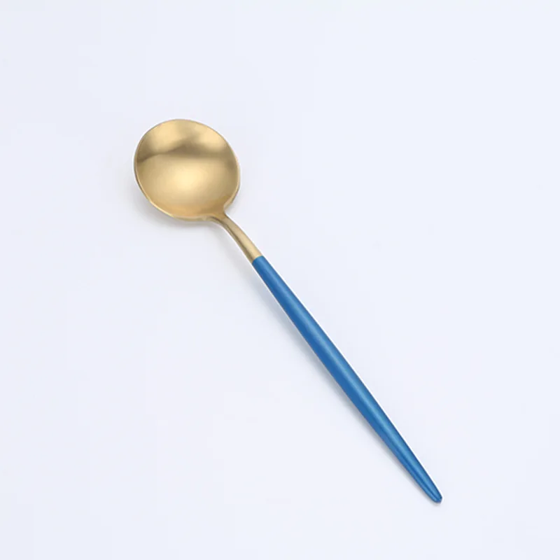 Набор стальных столовых приборов мини столовые приборы из голубого золота