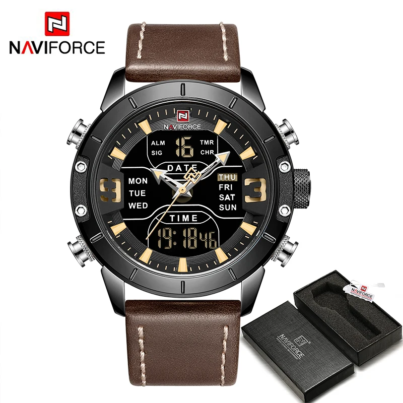 NAVIFORCE мужские роскошные брендовые золотые часы мужские спортивные повседневные кварцевые наручные мужские часы бизнес военные часы Relogio Masculino - Цвет: BYBN BOX