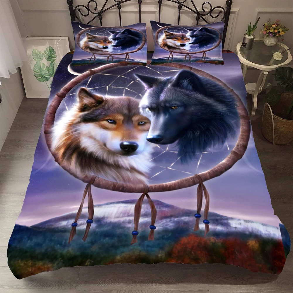 

Bohemian Boho Bedding Set 3D Print Wolf Butterfly Skull Bed Set 3pcs Duvet Cover for Kids with 2 Pillow Cases