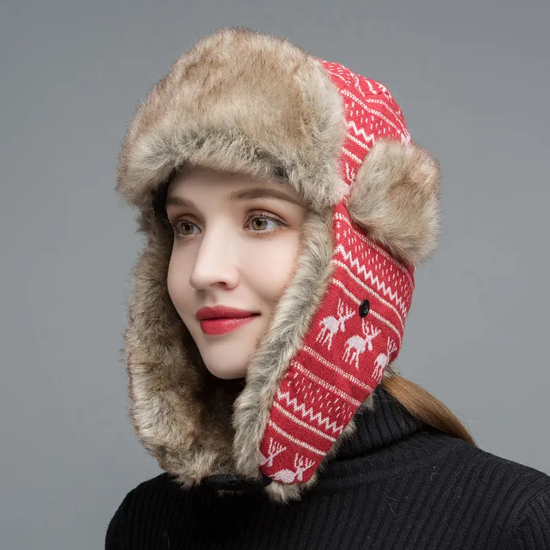 Шапка ушанка женская зимняя из искусственного меха MZW031|Женские шапки-ушанки| |