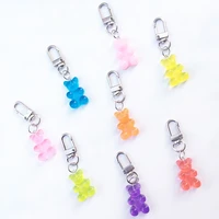 cute minimalist gummy bear keychain for women cartoon mini candy bears key rings men pendant keychains girl child bag key chains