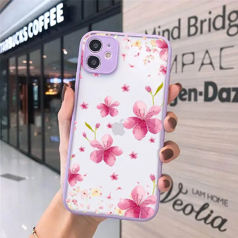 

Dried flowers pink Phone Cases matte transparent For iphone 7 8 11 12 plus mini x xs xr pro max cover