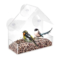acrylic transparent bird feeder suction cup mounted birdhouse food feeding tool bird supplies cages