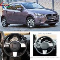 diy hand stitched customization non slip breathable steering wheel cover for mazda 2 2008 2014 car interior decoration