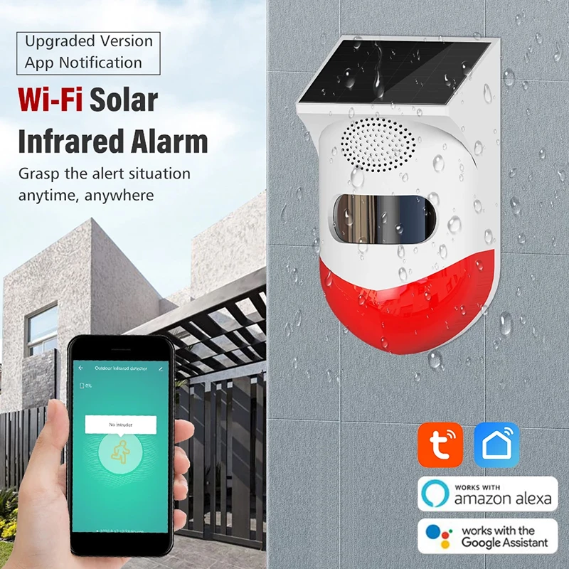 

EARYKONG TUYA Smart Wifi Infrared Detector Wifi Alarm System Solar Siren Outdoor PIR Waterproof Wireless Strobe Siren