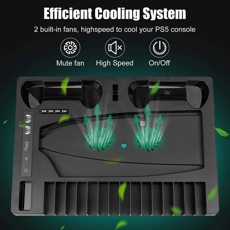 ps5 vertical stand for playstation 5 holder cooling fan charging station dock for ps5 console disc edition ultra hd and digital free global shipping