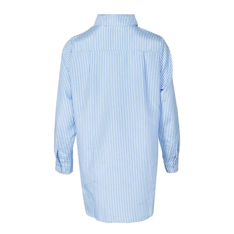 GALCAUR Casual Striped Shirt For Women Lapel Long Sleeve Loose Irregular Blouse Female Fashion Clothes 2020 Summer New Tide | Женская