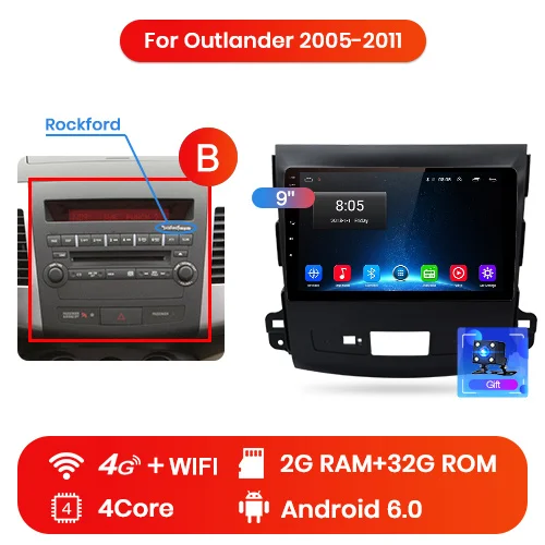 Junsun V1 2 дин магнитола андроид 8.1 навигатором For Mitsubishi Outlander xl 2007 2008 2011 Android 8.1 Штатное Головное устройство для Мицубиси Аутлендер 2 штатная магнитола автомобильная мультимедиа aвтомагнитола 40 - Цвет: 4G (2GB 32GB) B