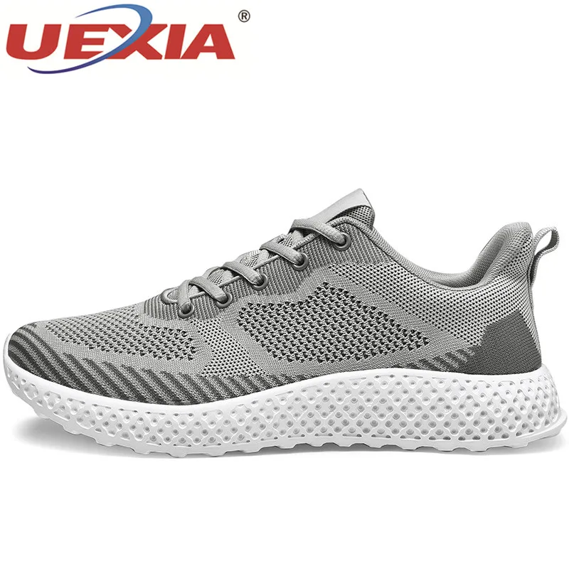 gray 0507 UEXIA/кроссовки; Повседневная обувь; Мужская прогулочная Обувь На Шнуровке; сезон весна-осень; модная дышащая удобная мужская обувь; zapatos hombre - Цвет: gray 0507