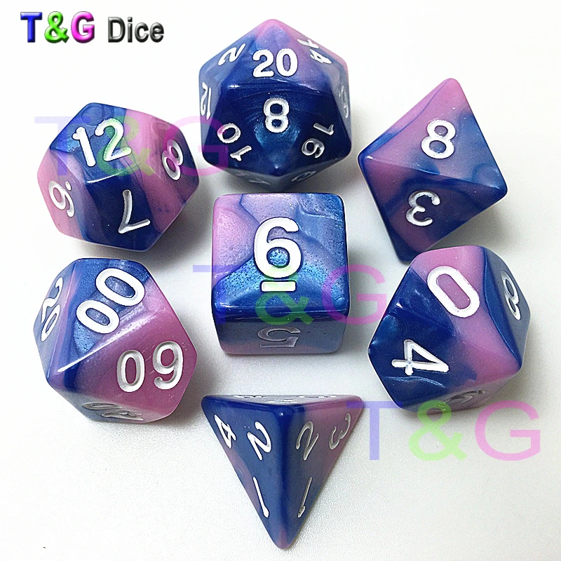 T & G 7 шт./компл. D4 D20 небулярный эффект трпг мульти сторонние игровые кубики для