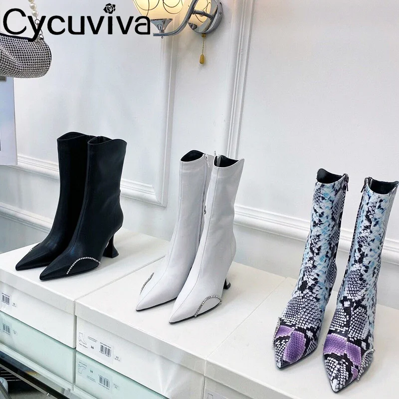 

New Designer Sexy High Heel Boots Women Shoes Zip Genuine Leather Goblet Heels Women Pumps Party Casual Botas Women Shoes Winter