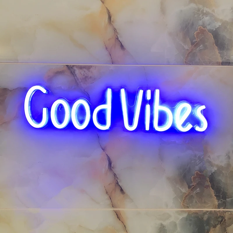 Cood Vibes Неоновые Настенные вывески, художественный декор, светодиодный неоновый светильник, персональные слова, вечерние, рождественские, праздничные, украшение для бара, магазина, окна, вывеска, светильник s - Испускаемый цвет: Cood Vibes