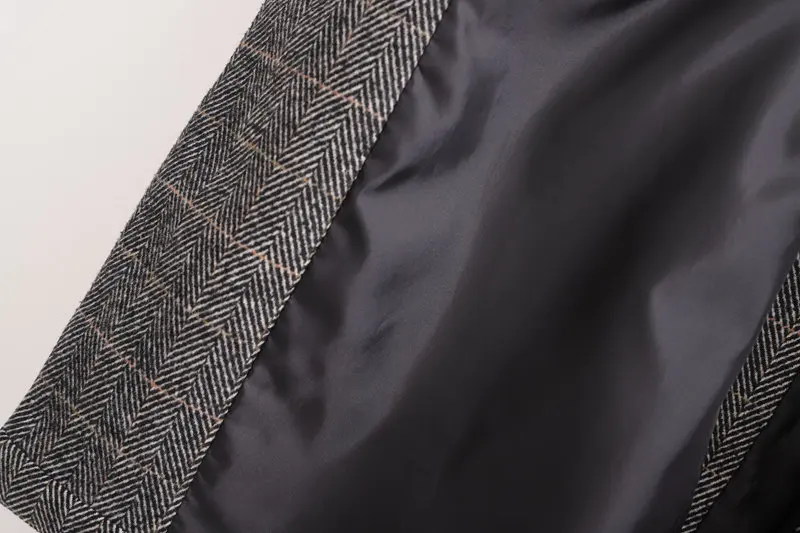

New vintage women elegant woolen coats 2020 fashion ladies thick warm long jackets female loose belt plaid outwear girls chic