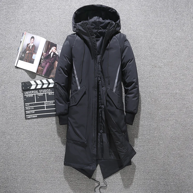 2019 зимняя длинная куртка на утином пуху мужские брендовые Толстые Мужские