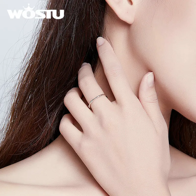 WOSTU, Новое поступление, 925 пробы, серебряные, минималистичные кольца для женщин, регулируемое кольцо на палец для свадьбы, хорошее ювелирное изделие, FIR593