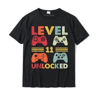 level 11 unlocked shirt funny video gamer 11th birthday gift t shirt geek funny tops shirt new arrival cotton mens t shirt