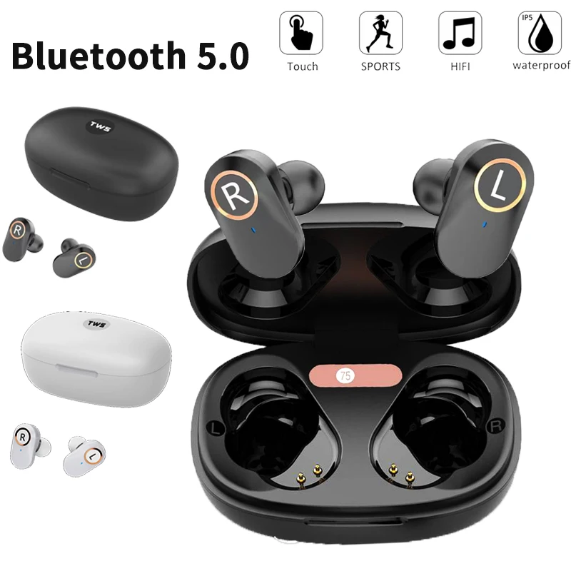 

Беспроводные наушники TWS 5,1 Bluetooth наушники Беспроводная гарнитура Светодиодная индикация мощности IPX5 водонепроницаемые наушники