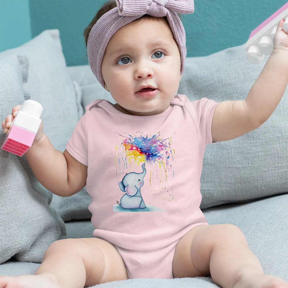 Милая Одежда для маленьких девочек в стиле Харадзюку с изображением слона радуги