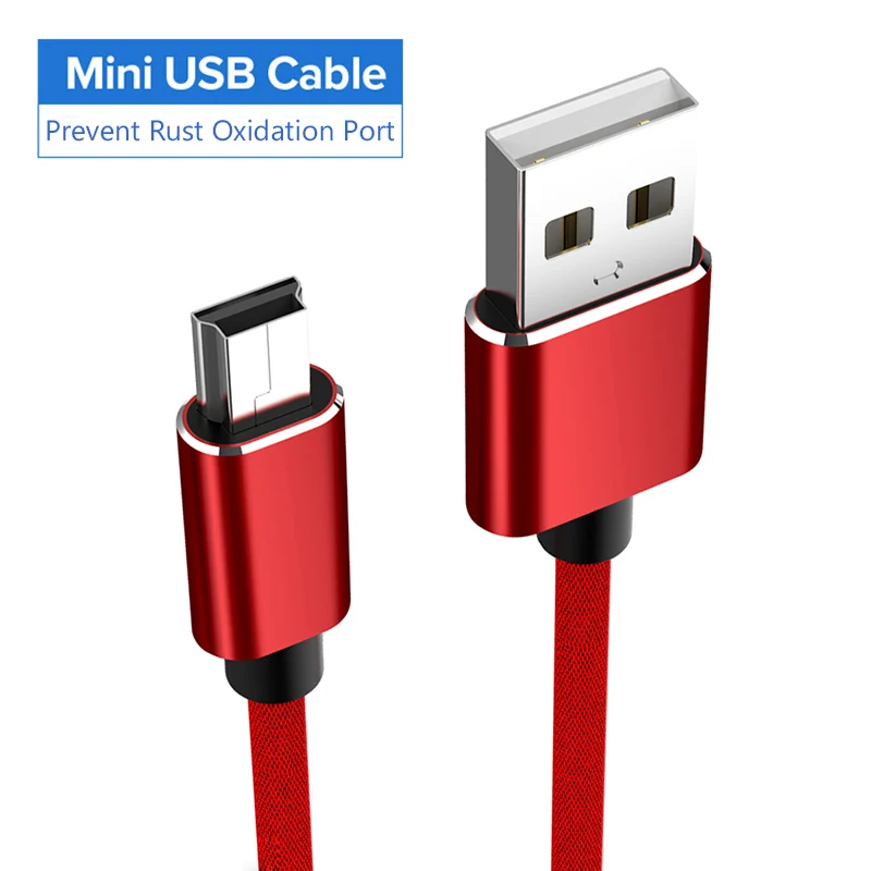 1 м Мини USB кабель мини USB к USB кабель для быстрой передачи данных для MP4 плеера Автомобильный видеорегистратор gps цифровая камера мини USB быстрая передача - Цвет: Красный