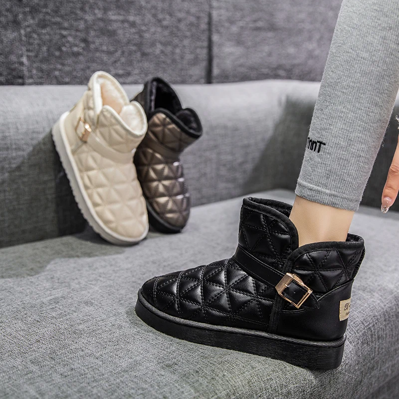 

Женские хлопчатобумажные туфли на плоской подошве без шнуровки; Женские водонепроницаемые ботильоны; Белый цвет; Сезон Зима; Очень теплые з...