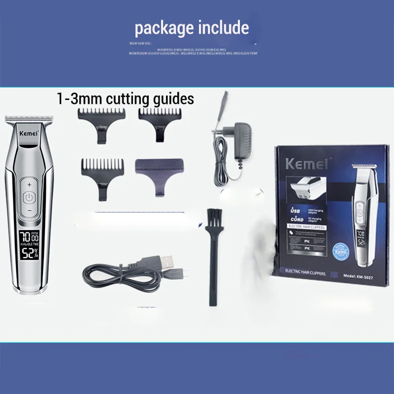 

Kemei Barber Professional Hair Clipper LCD Display 0mm Baldheaded Beard Hair Trimmer for Men DIY Cutter Electric Haircut Machine