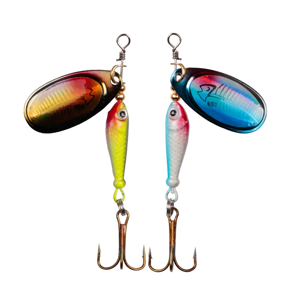 

2Pcs/lot Spinner Spoon Rotating Metal Bait Fishing Lure Sequins Crankbait Spoon Baits for Bass Trout Perch Pike Fishing