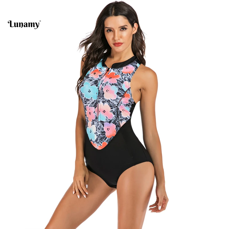 Lunamy винтажный цветочный цельный купальник женский сексуальный без рукавов боди