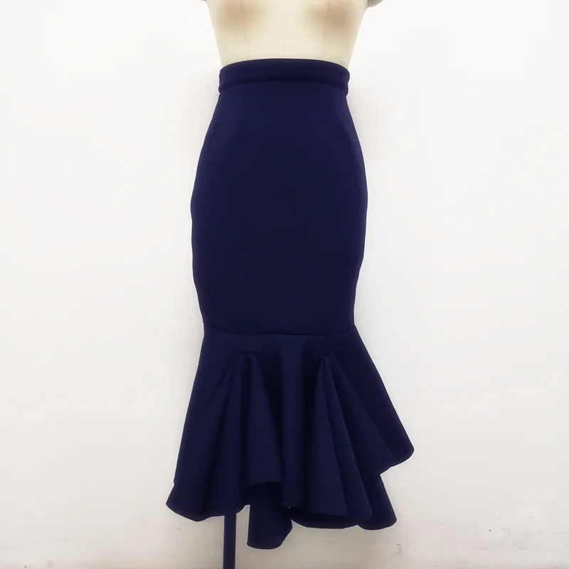 Юбка карандаш Женская облегающая с высокой талией воланами посылка|Женские юбки|