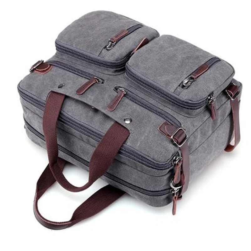 Портфель мужской холщовый Кожаный Дорожный чемодан мессенджер на плечо большая