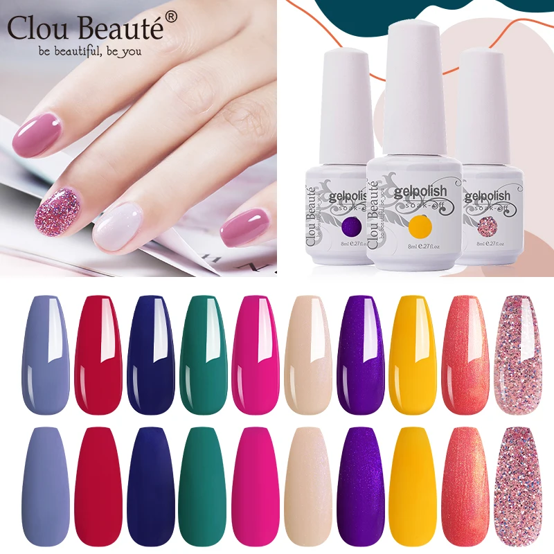 Гель лак для ногтей Clou Beaute телесный розовый красный 8 мл 85 цветов Полупостоянный