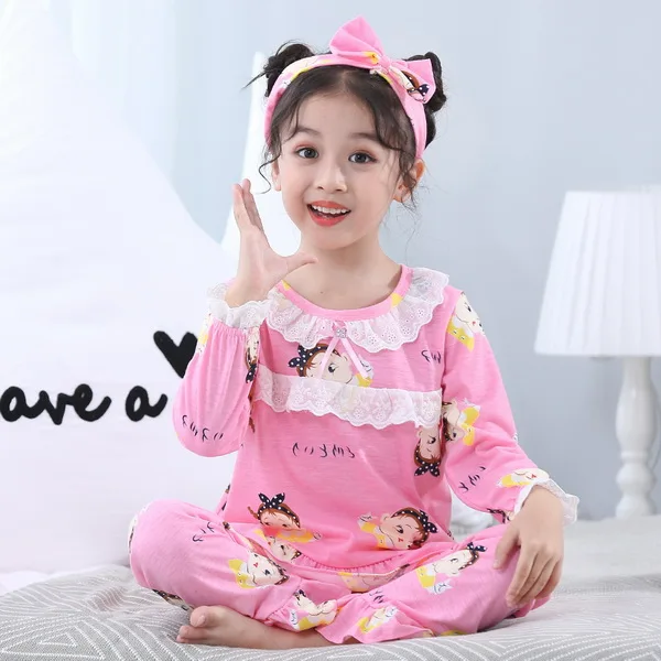 Кружевной воротник домашняя одежда милая Пижама для больших девочек ночная