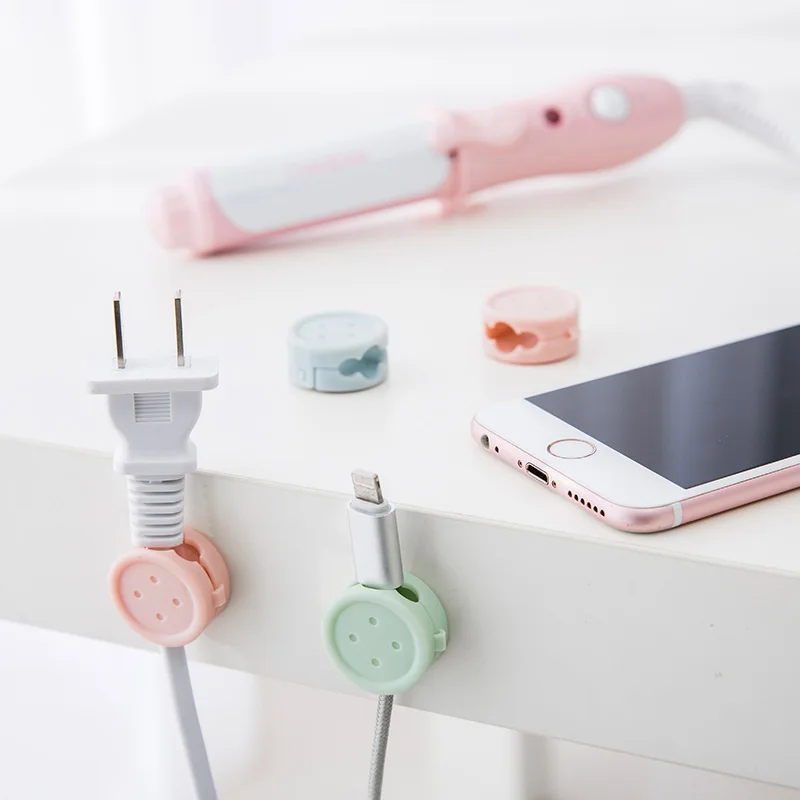 

Office Desk Cable Organizer Adhesive Silicone Wire Lead USB Charger Cord Winder Home Table Storage Holder Accessory