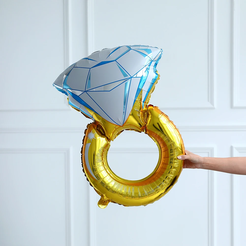 2 шт Золотое кольцо с бриллиантами фольгированный шар голубой для невесты