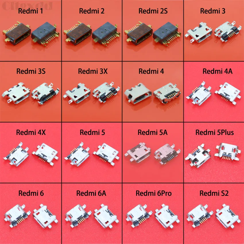 1 шт. разъем Micro USB для зарядки Xiaomi Redmi 2 2S 3 3S 3X 4 4A 4X 5 5A 5Plus 6 6A 6Pro S2 USB|Соединители| |