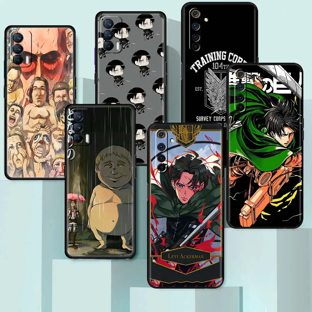 

Attack on Ackerman Titan Case For Realme 8 7 6 Pro C21 C3 X7 GT Neo X50 Black Soft Cover XT C21Y C15 C11 Mobile Phone Funda
