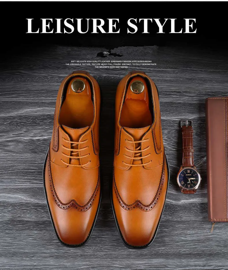 

YIdemusha Classic Business Men's Dress Shoes Fashion Elegant Formal Wedding Shoes Men Slip On Office Oxford Shoes For Men Black