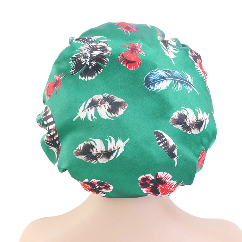 

6 Styles Shower Caps for Women Ladies Sleeping Cap Beauty Printed Satin Silk Bonnet Sleeping Head Cover Soft Hat Dropshipping